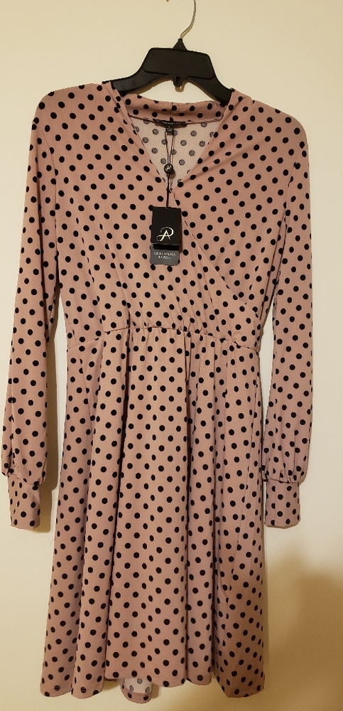 Adrianna Papell V-Neck Long Sleeve polka dot